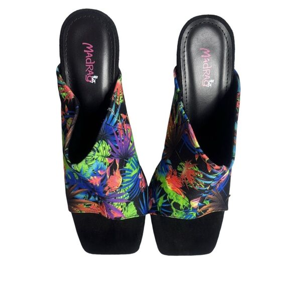 Madrag Ross Floral Print Square Toe Slip On Heel - Picture 4 of 7
